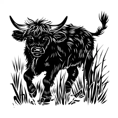 Baby Cow Highland Silhouette SVG Design | SVG Files for Cricut & Print