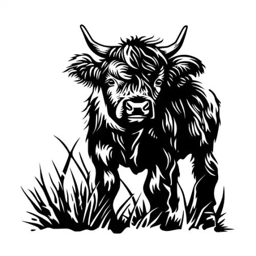 Baby Cow Highland Silhouette SVG Design | SVG Files for Cricut & Print