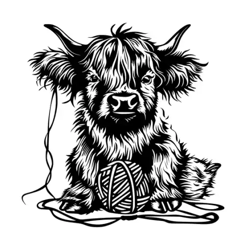 Baby Cow Highland Silhouette SVG Design | SVG Files for Cricut & Print