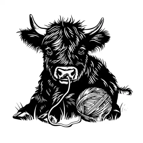 Baby Cow Highland Silhouette SVG Design | SVG Files for Cricut & Print