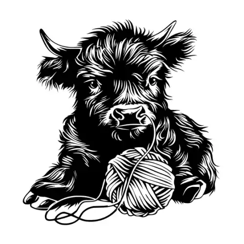 Baby Cow Highland Silhouette SVG Design | SVG Files for Cricut & Print