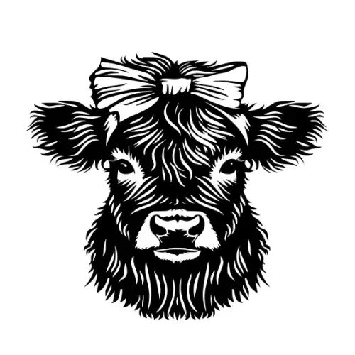 Baby Cow Highland Silhouette SVG Design | SVG Files for Cricut & Print