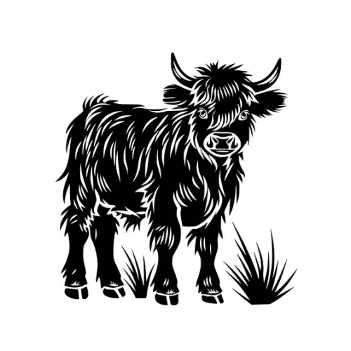 Baby Cow Highland Silhouette SVG Design | SVG Files for Cricut & Print