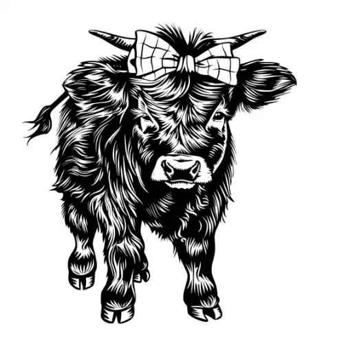 Baby Cow Highland Silhouette SVG Design | SVG Files for Cricut & Print