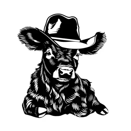 Baby Cow Highland Silhouette SVG Design | SVG Files for Cricut & Print
