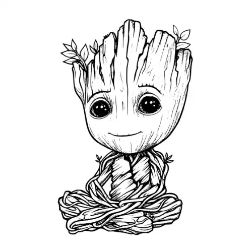 Baby Groot Silhouette SVG Design | SVG Files for Cricut & Print