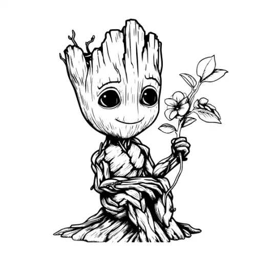 Baby Groot Silhouette SVG Design | SVG Files for Cricut & Print