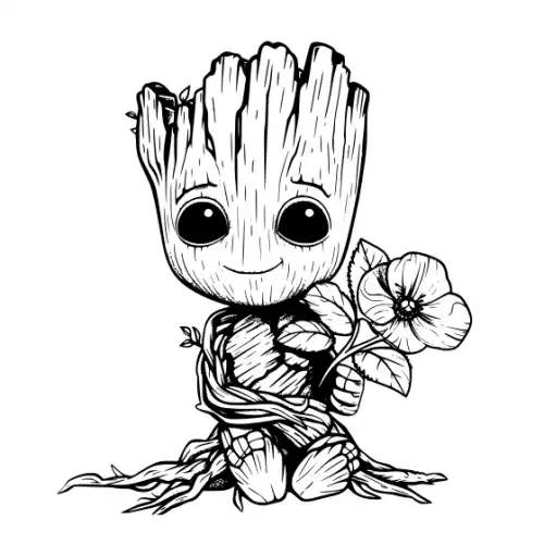 Baby Groot Silhouette SVG Design | SVG Files for Cricut & Print