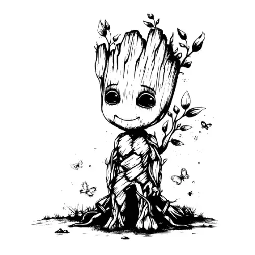 Baby Groot Silhouette SVG Design | SVG Files for Cricut & Print