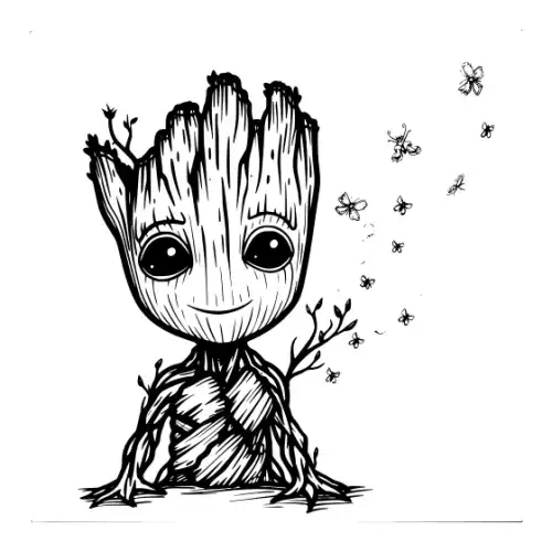 Baby Groot Silhouette SVG Design | SVG Files for Cricut & Print