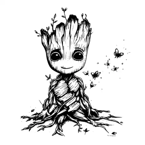 Baby Groot Silhouette SVG Design | SVG Files for Cricut & Print