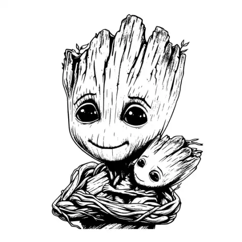Baby Groot Silhouette SVG Design | SVG Files for Cricut & Print