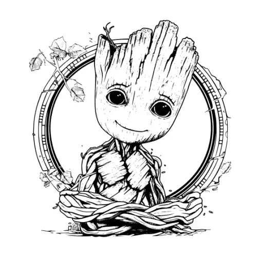 Baby Groot Silhouette SVG Design | SVG Files for Cricut & Print