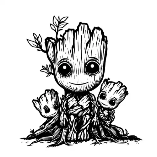 Baby Groot Silhouette SVG Design | SVG Files for Cricut & Print