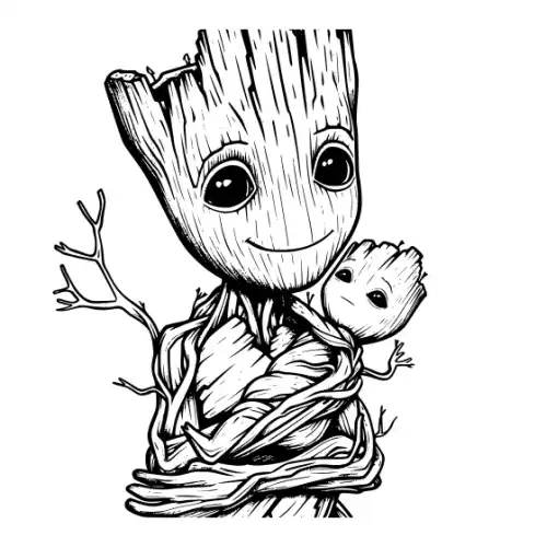 Baby Groot Silhouette SVG Design | SVG Files for Cricut & Print