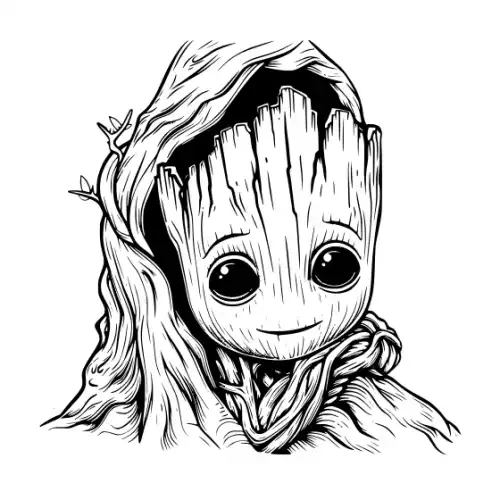 Baby Groot Silhouette SVG Design | SVG Files for Cricut & Print