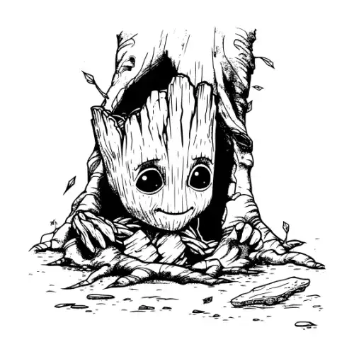 Baby Groot Silhouette SVG Design | SVG Files for Cricut & Print