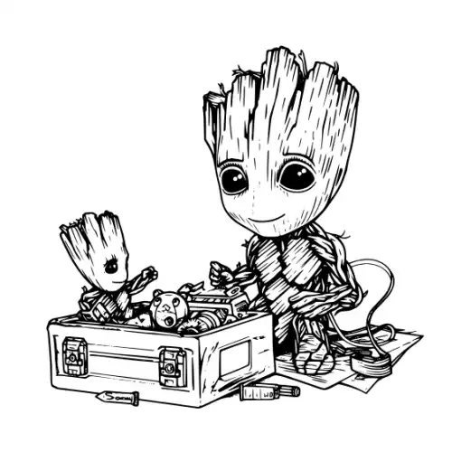 Baby Groot Silhouette SVG Design | SVG Files for Cricut & Print