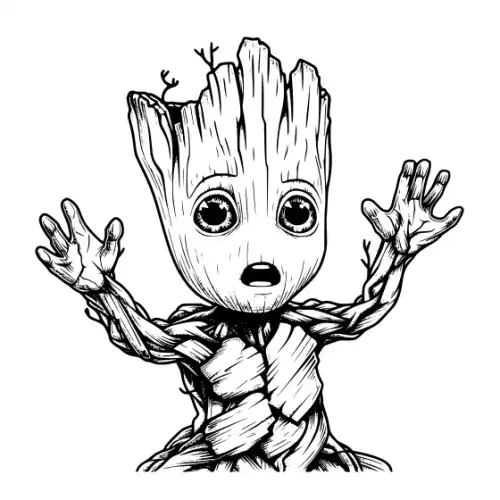 Baby Groot Silhouette SVG Design | SVG Files for Cricut & Print