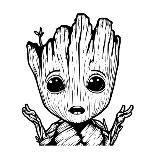 Baby Groot Silhouette SVG Design | SVG Files for Cricut & Print