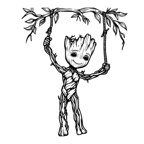 Baby Groot Silhouette SVG Design | SVG Files for Cricut & Print