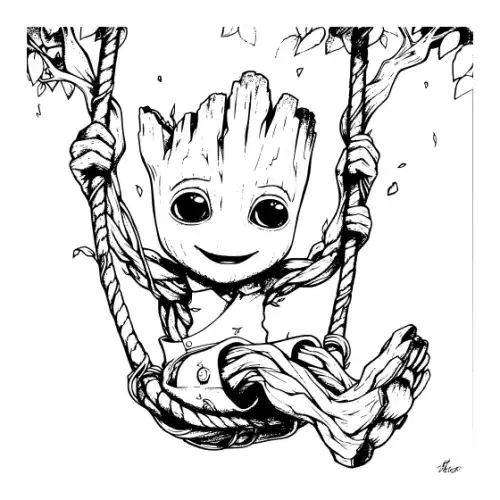 Baby Groot Silhouette SVG Design | SVG Files for Cricut & Print