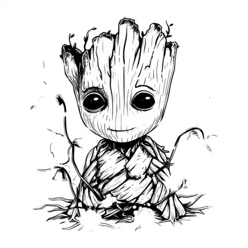 Baby Groot Silhouette SVG Design | SVG Files for Cricut & Print