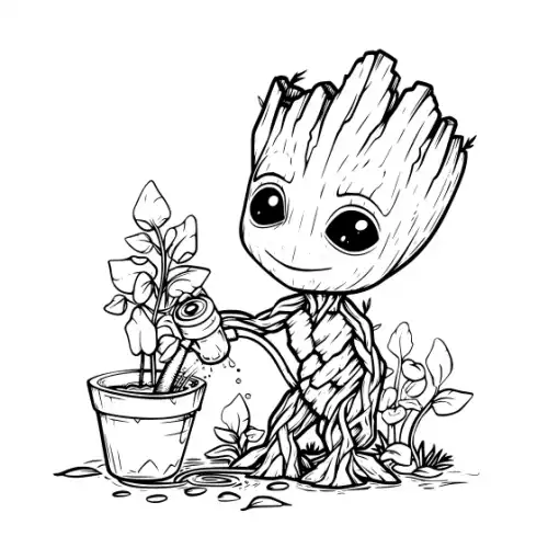 Baby Groot Silhouette SVG Design | SVG Files for Cricut & Print