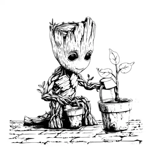 Baby Groot Silhouette SVG Design | SVG Files for Cricut & Print
