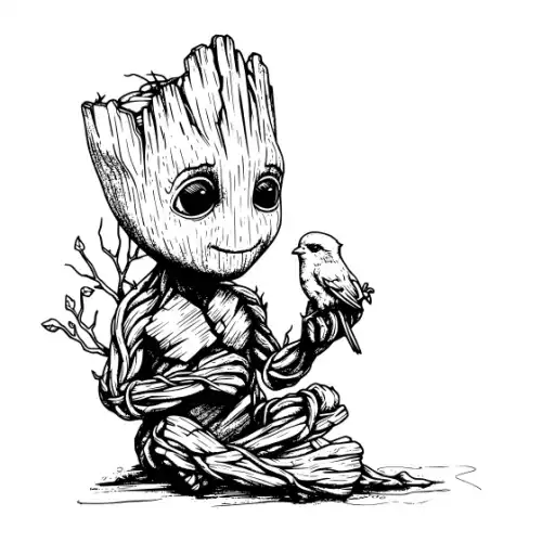 Baby Groot Silhouette SVG Design | SVG Files for Cricut & Print