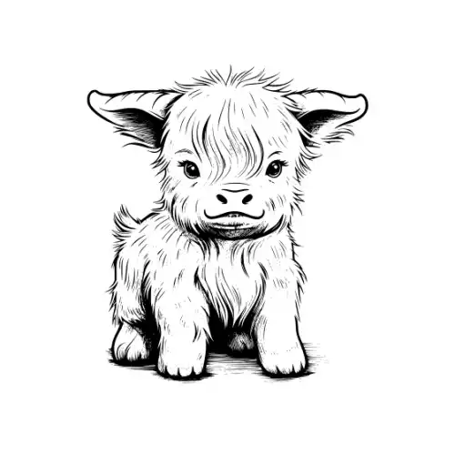 Baby Highland Cow Silhouette SVG Design | SVG Files for Cricut & Print