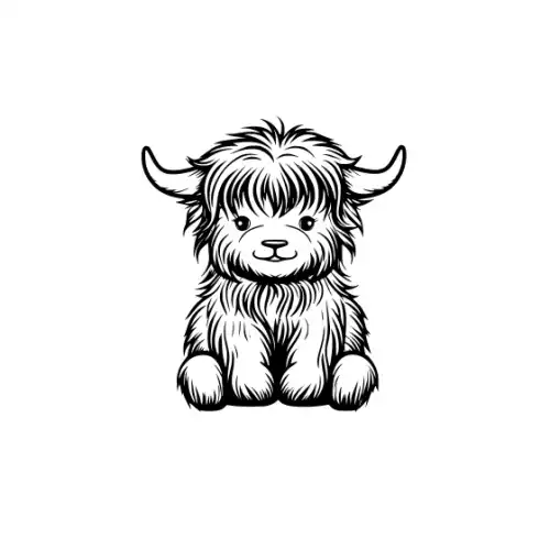Baby Highland Cow Silhouette SVG Design | SVG Files for Cricut & Print
