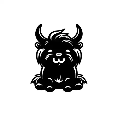 Baby Highland Cow Silhouette SVG Design | SVG Files for Cricut & Print