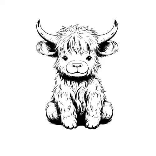 Baby Highland Cow Silhouette SVG Design | SVG Files for Cricut & Print