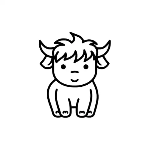 Baby Highland Cow Silhouette SVG Design | SVG Files for Cricut & Print