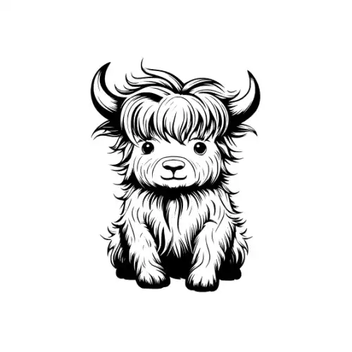 Baby Highland Cow Silhouette SVG Design | SVG Files for Cricut & Print