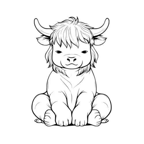 Baby Highland Cow Silhouette SVG Design | SVG Files for Cricut & Print