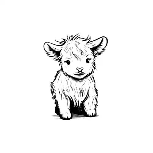 Baby Highland Cow Silhouette SVG Design | SVG Files for Cricut & Print