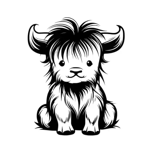 Baby Highland Cow Silhouette SVG Design | SVG Files for Cricut & Print