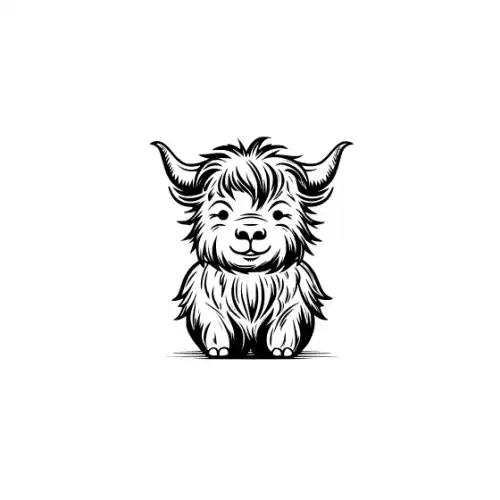 Baby Highland Cow Silhouette SVG Design | SVG Files for Cricut & Print