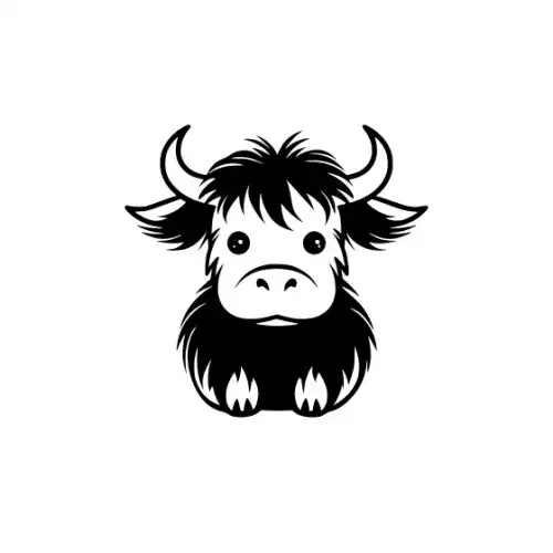Baby Highland Cow Silhouette SVG Design | SVG Files for Cricut & Print