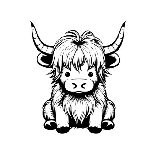 Baby Highland Cow Silhouette SVG Design | SVG Files for Cricut & Print