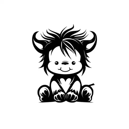 Baby Highland Cow Silhouette SVG Design | SVG Files for Cricut & Print