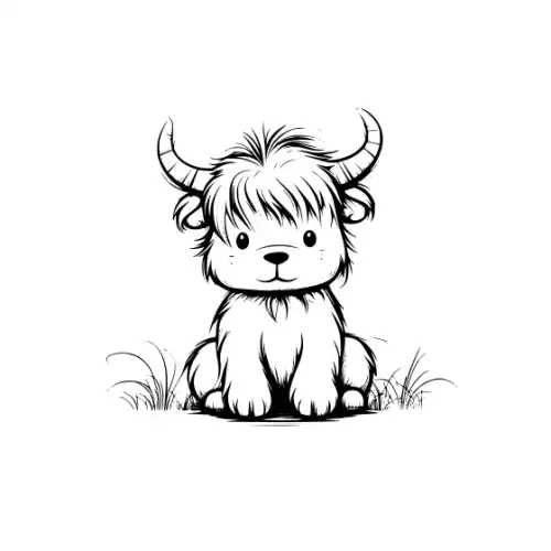 Baby Highland Cow Silhouette SVG Design | SVG Files for Cricut & Print