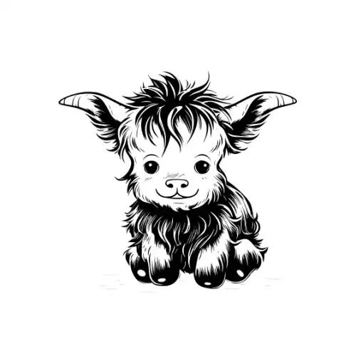 Baby Highland Cow Silhouette SVG Design | SVG Files for Cricut & Print