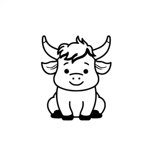 Baby Highland Cow Silhouette SVG Design | SVG Files for Cricut & Print