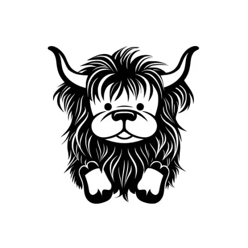 Baby Highland Cow Silhouette SVG Design | SVG Files for Cricut & Print