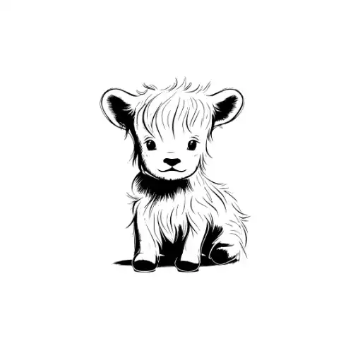 Baby Highland Cow Silhouette SVG Design | SVG Files for Cricut & Print