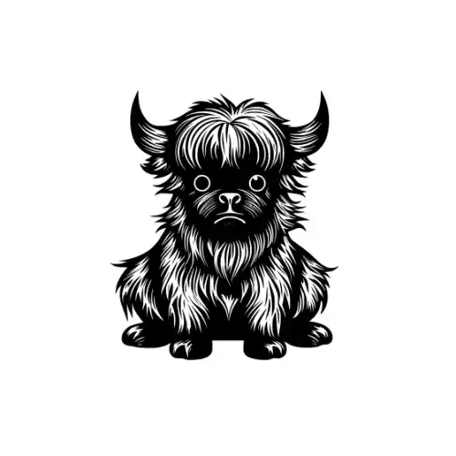 Baby Highland Cow Silhouette SVG Design | SVG Files for Cricut & Print