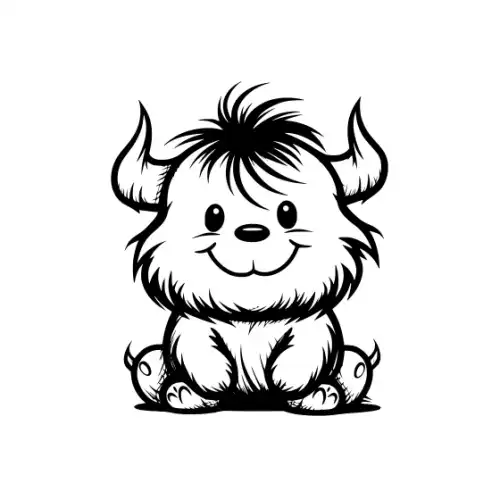 Baby Highland Cow Silhouette SVG Design | SVG Files for Cricut & Print